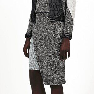 Jonathan Simkhai PF/15 Black & White Speckled Jacquard Asymmetrical Skirt